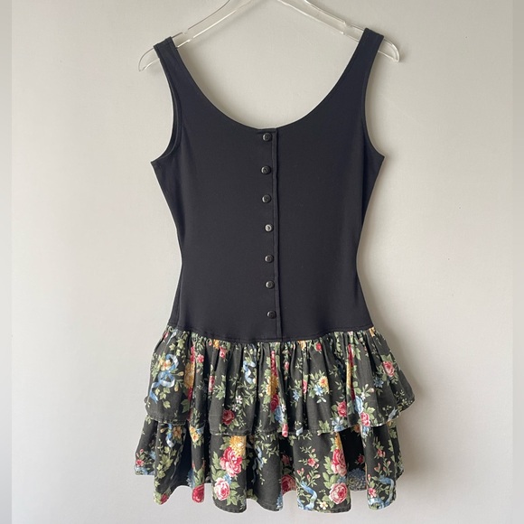 Byer Too! Dresses & Skirts - 80s Double Tier Drop Waist Cottagecore Floral Mini Dress 7